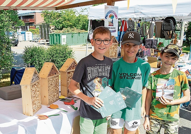 Primarschule Breitenbach: Die im Werkunterricht gefertigten Wildbienen-Häuschen können käuflich erworben werden. 