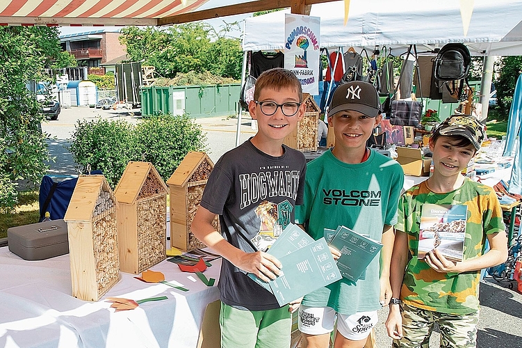Primarschule Breitenbach: Die im Werkunterricht gefertigten Wildbienen-Häuschen können käuflich erworben werden. 