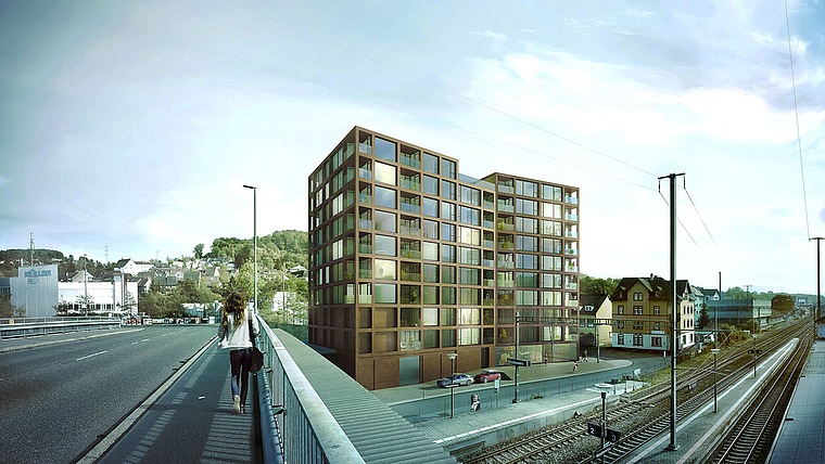 Visualisierung: So oder ähnlich könnte es in Zukunft beim Bahnhof Münchenstein aussehen. Foto: ZVG