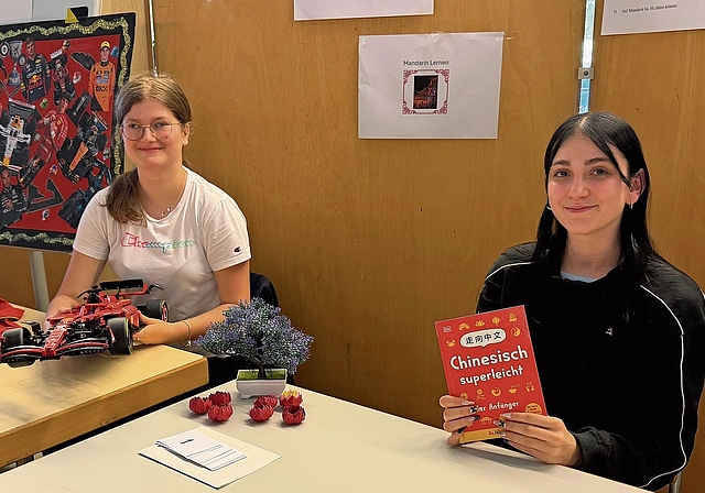 Collage und Mandarin: Georgia ist fasziniert von Formel 1 und hat dazu eine Collage erstellt. Nina möchte einmal asiatische Länder bereisen und lernt nun Mandarin.