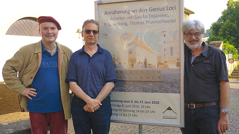 Jeder auf seine Art: Sascha Dejanovic, Paul G. Helbling und Thomas Brunnschweiler nähern sich Arlesheim an. Foto: Tobias Gfeller