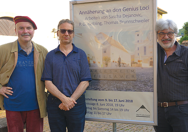 Jeder auf seine Art: Sascha Dejanovic, Paul G. Helbling und Thomas Brunnschweiler nähern sich Arlesheim an.  Foto: Tobias Gfeller