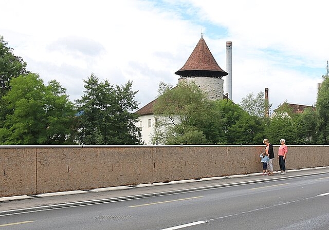 Wehren sich gegen die geplante Lärmschutzwand: Die Bewohner der Nordseite der Laufenstrasse befürchten Mehrlärm und den Blick auf eine gelochte Metallkonstruktion statt auf Natur, Birs, Ramsteinerbrücke und Schloss.Foto: Gaby Walther