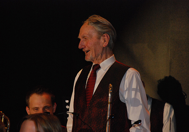 Unverstellte Freude: Seppi Muchenberger konnte sein 75-jähriges Bühnenjubiläum als Posaunist in der Konkordia feiern.  Foto: Thomas Brunnschweiler