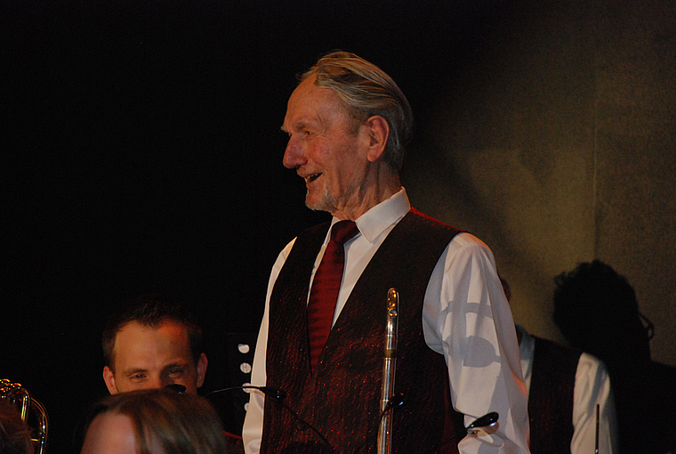 Unverstellte Freude: Seppi Muchenberger konnte sein 75-jähriges Bühnenjubiläum als Posaunist in der Konkordia feiern.  Foto: Thomas Brunnschweiler