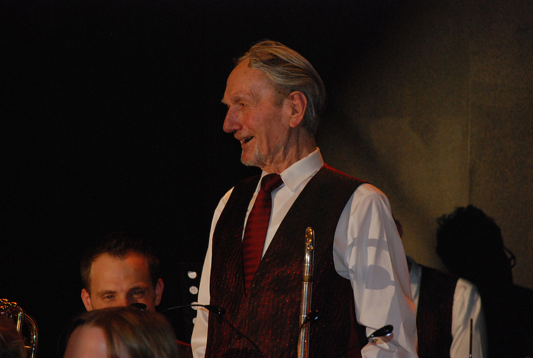 Unverstellte Freude: Seppi Muchenberger konnte sein 75-jähriges Bühnenjubiläum als Posaunist in der Konkordia feiern. Foto: Thomas Brunnschweiler