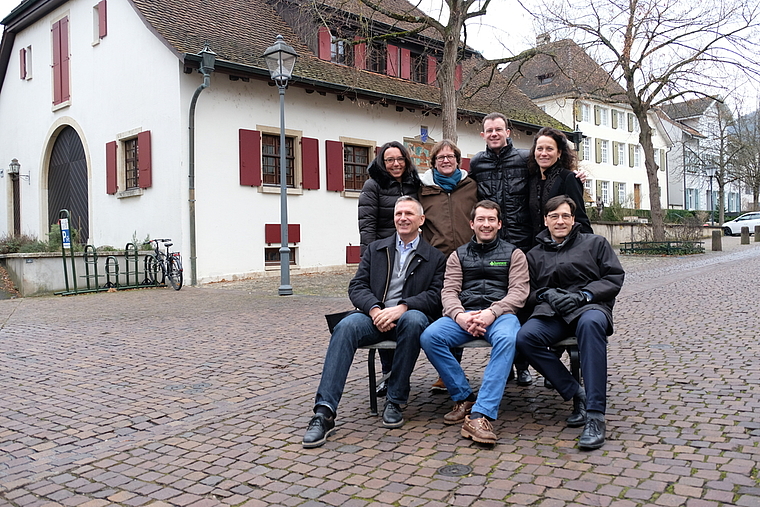 Das OK ist startklar: Claudia Meier, Andrea Hänggi (OK-Präsidentin), Philipp Hägeli, Monika Strobel (oben, v. l.);