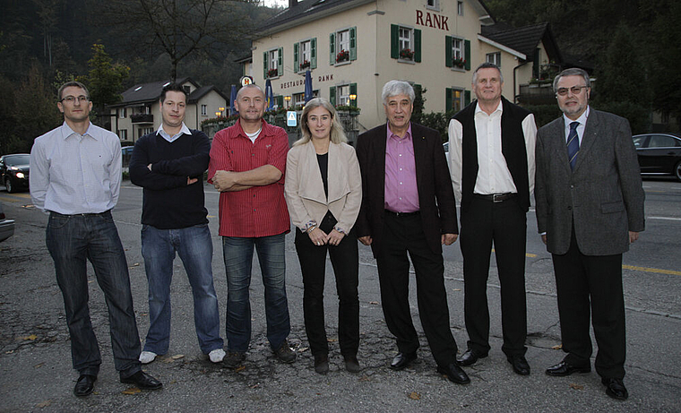 Das OK der AGLAT 14 ist voll motiviert: Tobias Brunner, Pascal Meier, Marcel Leutwyler, Denise Holzherr, Georges Thüring, Ueli Schmidlin und Marcel Buess (v. l.). Foto: Martin Staub