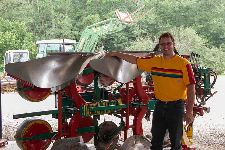 Für das Traktorenfest bereit: Toni Stadelmann und sein Sportgerät.
