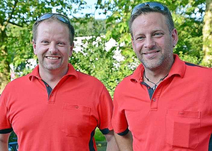 Rollentausch: Auf den 1. Januar 2017 übernimmt der heutige Oblt Christoph Hänggi (r.) das Kommando von Hptm Stephan Henzi. Fotos: Roland Bürki
