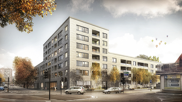 Markantes Wegzeichen: Baustart des Büro- und Wohngebäudes beim Bruggstrassenkreisel ist frühestens in zwei Jahren. Visualisierung: ZVG/Kägi Schnabel Architekten