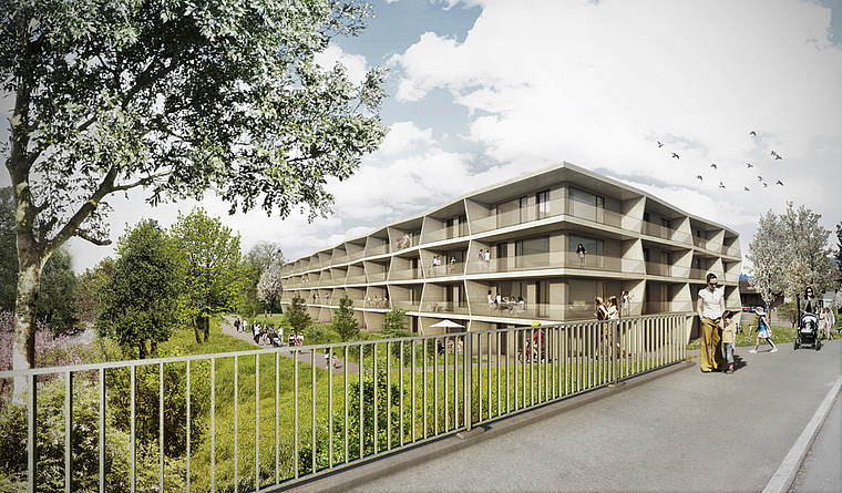 Vision: Auch wenn erst der Quartierplan bewilligt ist, machen sich die Architekten schon Gedanken über die Gestaltung der Baukörper. Die Baueingabe soll noch dieses Jahr erfolgen. Visualisierung: Steinmann & Schmid Architekten, Basel