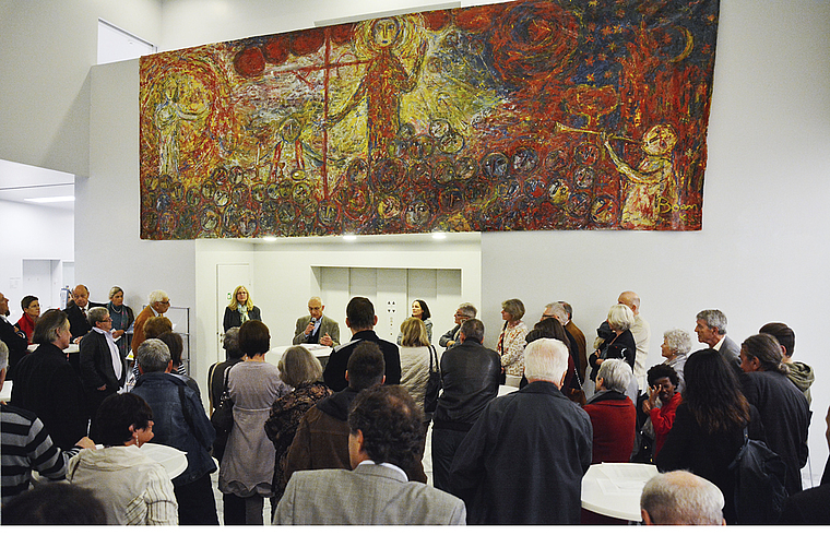 BOM-Retrospektive: Derzeit dominieren die «Zeichen am Himmel» von Bruno Otto Meyer den Lichthof im Gemeindehaus.