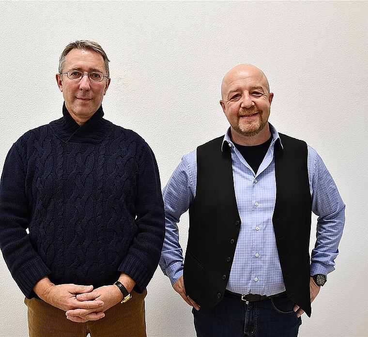 <em>Reden Klartext: </em>Gemeinderat Peter Tschudin (l.) und Gemeindeverwalter Christian Friedli haben es für ihre Gemeinde Duggingen mit der Kelsag aufgenommen.Foto: BEA ASPER