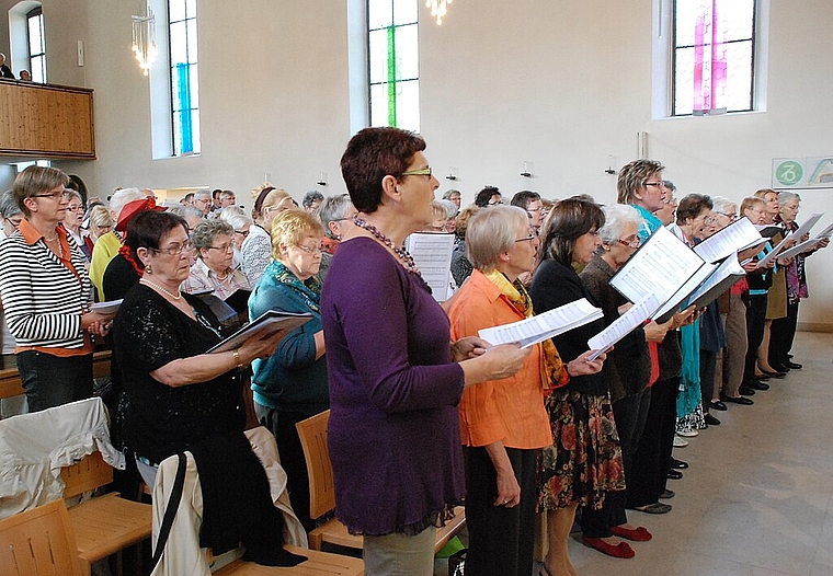 Imposant: Neun Chöre des Cäcilienverbands Schwarzbubenlands sangen gemeinsam in der Kirche Hofstetten. Foto: Thomas Brunnschweiler