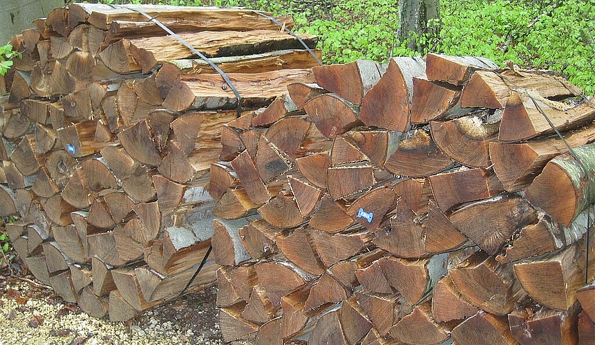 Gebündelt: Die Zubereitung von Holz für die Bevölkerung ist eine der Aufgaben der FBG. Foto: Caspar Reimer
