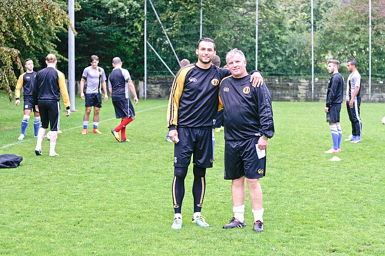 Das neue Trainergespann der 1. Mannschaft des SC Dornach: Sehid Sinani und Roland Sorg streben eine gute Klassierung in der Tabelle der 2. Liga Interregional an. Foto: Lukas Hausendorf
