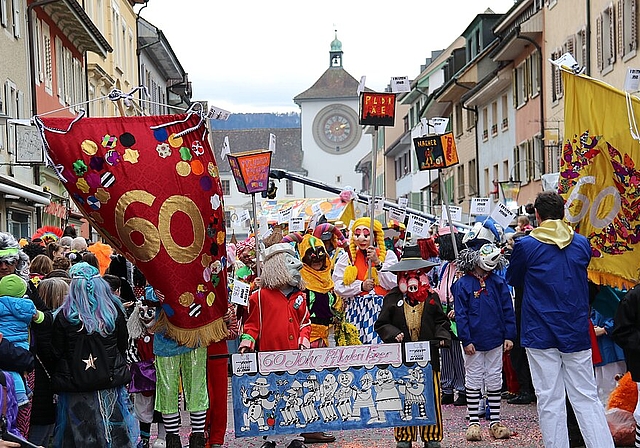 <em>Die älteste Fasnachtsclique von Laufen: </em>Die Pfluderi-Fäger marschieren schon seit 60 Jahren durchs Stedtli.Fotos: Gaby Walther
