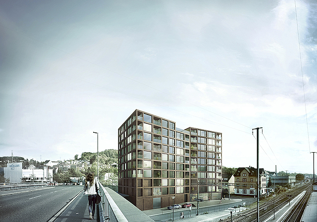 Visualisierung des Siegerprojekts von Stähelin Architekten, Basel: Das Bild zeigt den aktuellen Stand des Projekts, der allerdings noch nicht dem fertigen Bauprojekt entsprechen muss.  Foto: ZVG