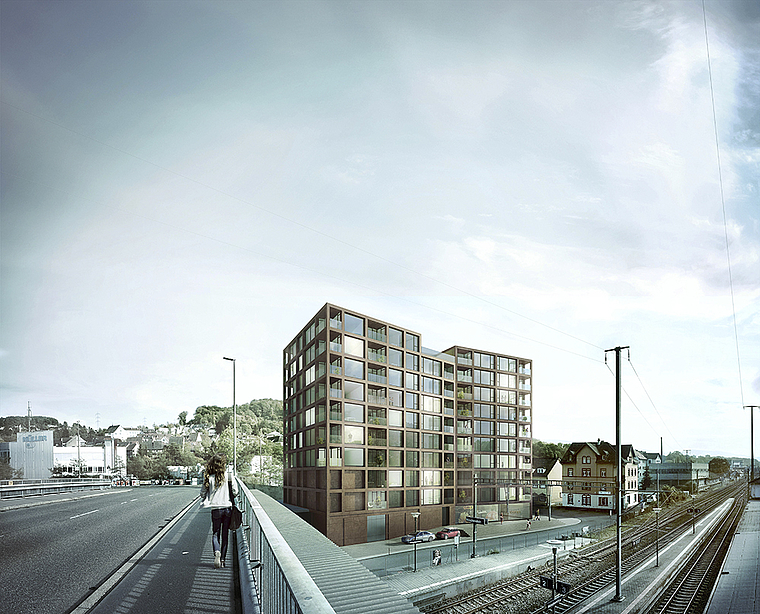 Visualisierung des Siegerprojekts von Stähelin Architekten, Basel: Das Bild zeigt den aktuellen Stand des Projekts, der allerdings noch nicht dem fertigen Bauprojekt entsprechen muss. Foto: ZVG