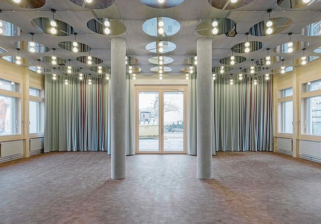 Erdgeschoss: Der Saal kann für Veranstaltungen genutzt werden.  Fotos: ZVG / Beat Bühler