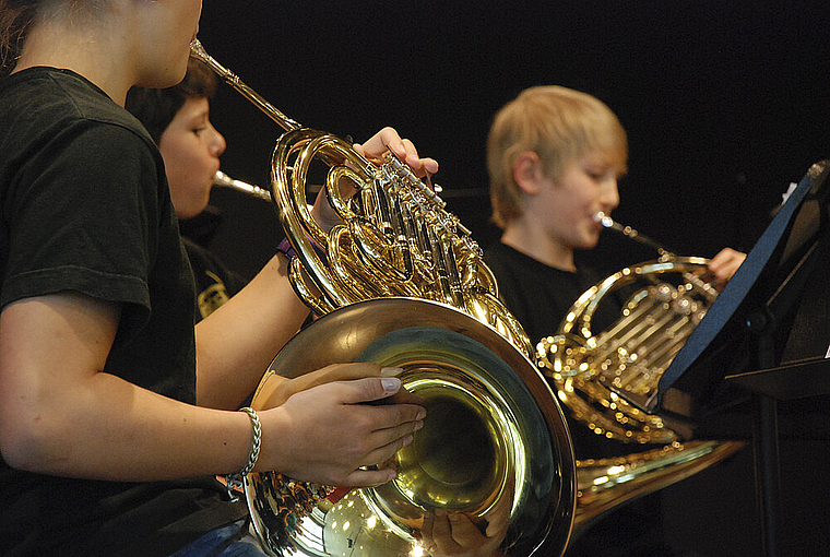 Spielten Carl Maria von Weber und Mozart: Das Hornensemble unter der Leitung von Heiner Krause. Foto: Thomas Brunnschweiler