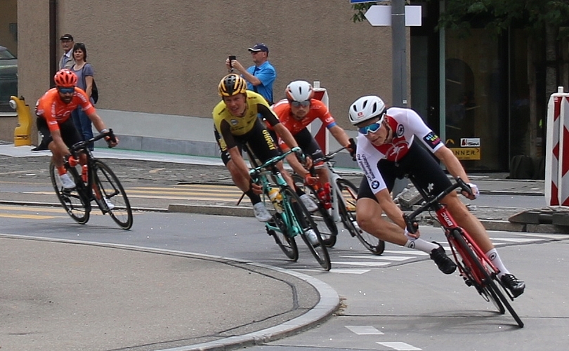 <em>Die Favoriten in Breitenbach: </em>Robin Carpenter (USA/RLY), Simon Geschke (GER/CCC), Gian Friesecke (SUI/SUI) und Taco van der Hoorn (NED/TVJ). <em>Fotos: Gaby Walther</em>
