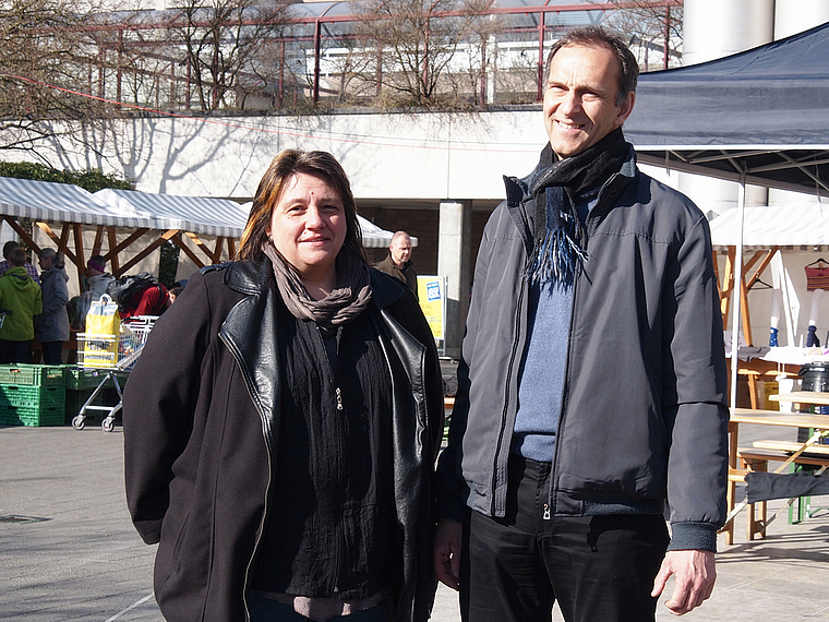 Das Co-Präsidium: Isabelle Wipf und Andreas Stäheli stehen dem Verein «Attraktives Aesch» vor. Foto: Tobias Gfeller