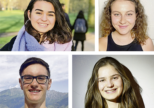 Engagiert und aufgeschlossen: Anna Valari und Charlotte Burckhardt (oben, von links), Nicolas Pellier und Lea Hümbelin (unten, von links). Fotos: zVg
