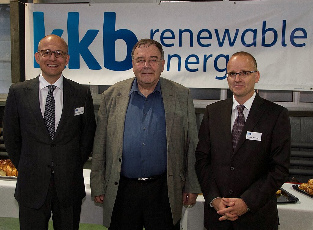 Die Hauptverantwortlichen von KKB: Cédric Christmann, VR-Präsident, Hans Büttiker, Gründungsmitglied KKB, und Antoine Millioud, CEO (v.l.).