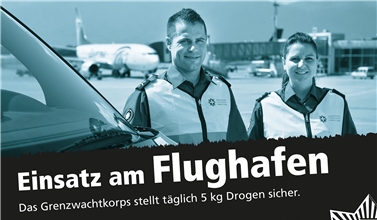 Als Werbebotschafter: Christian Freiermuth am Flughafen Genf. Plakat: zvg