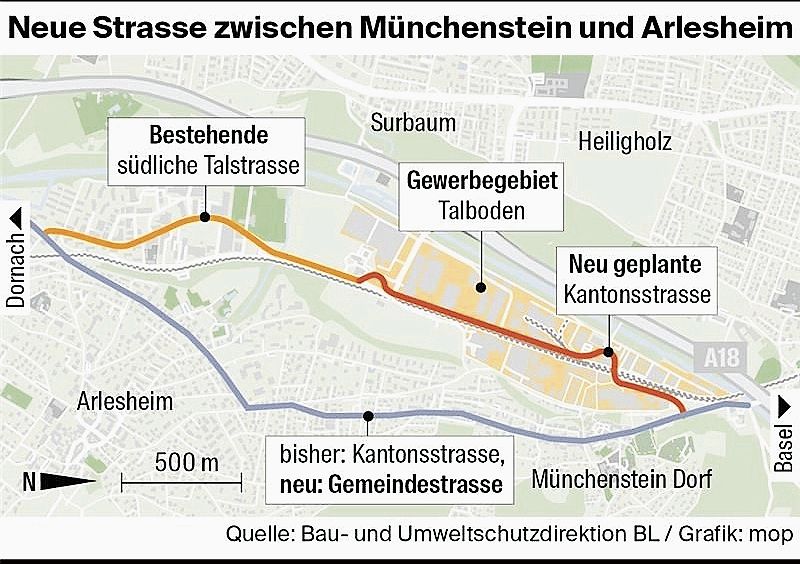 Neue Verkehrsführung: Die Kantonsstrasse wird ins Gebiet Talboden verschoben. Die heutige Kantonsstrasse dient künftig als Gemeindestrasse.