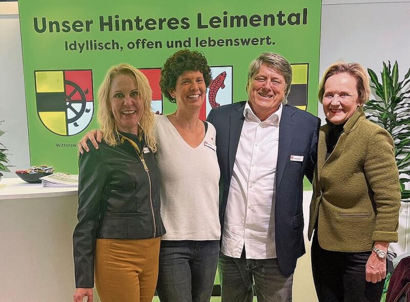 Gaben Auskunft: (v.l.) Die Gemeindepräsidentinnen Doris Weisskopf, Witterswil, Claudia Carruzzo, Bättwil, Marianne Frei, Metzerlen-Mariastein sowie Gemeindepräsident Thomas Bürgi, Rodersdorf.